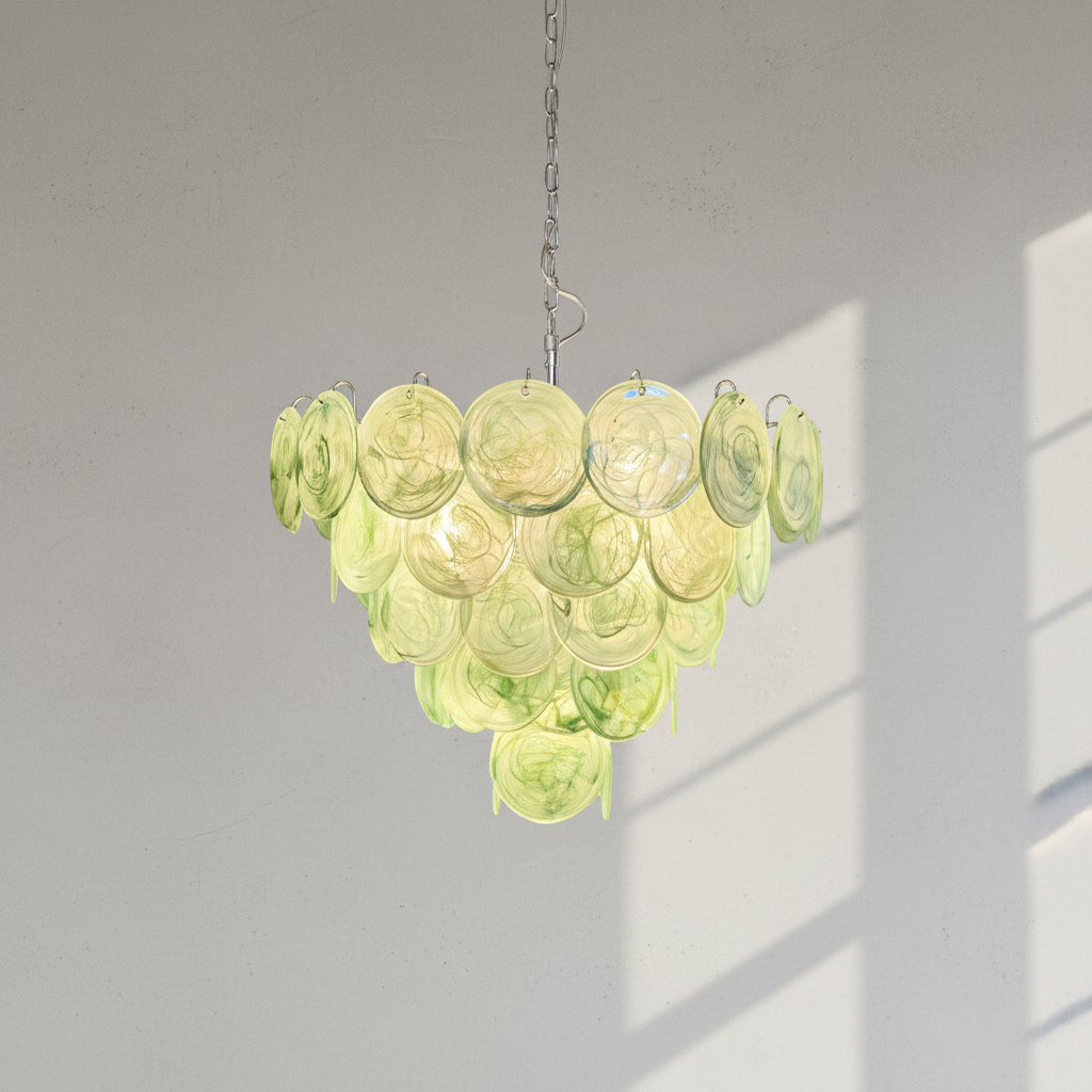 Riviko Verdant Aura Glass Disk Chandelier - Background Shot