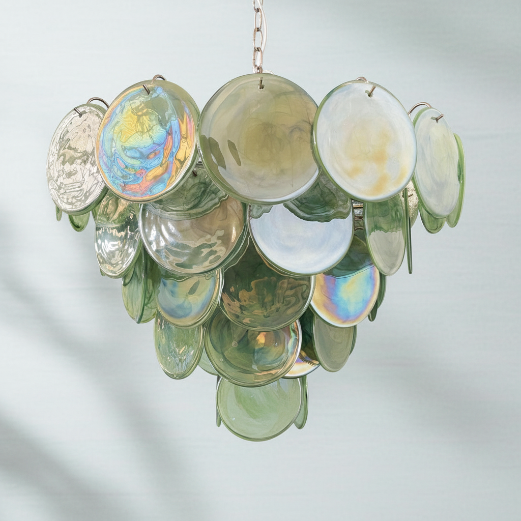 Riviko Verdant Aura Glass Disk Chandelier - Background Shot