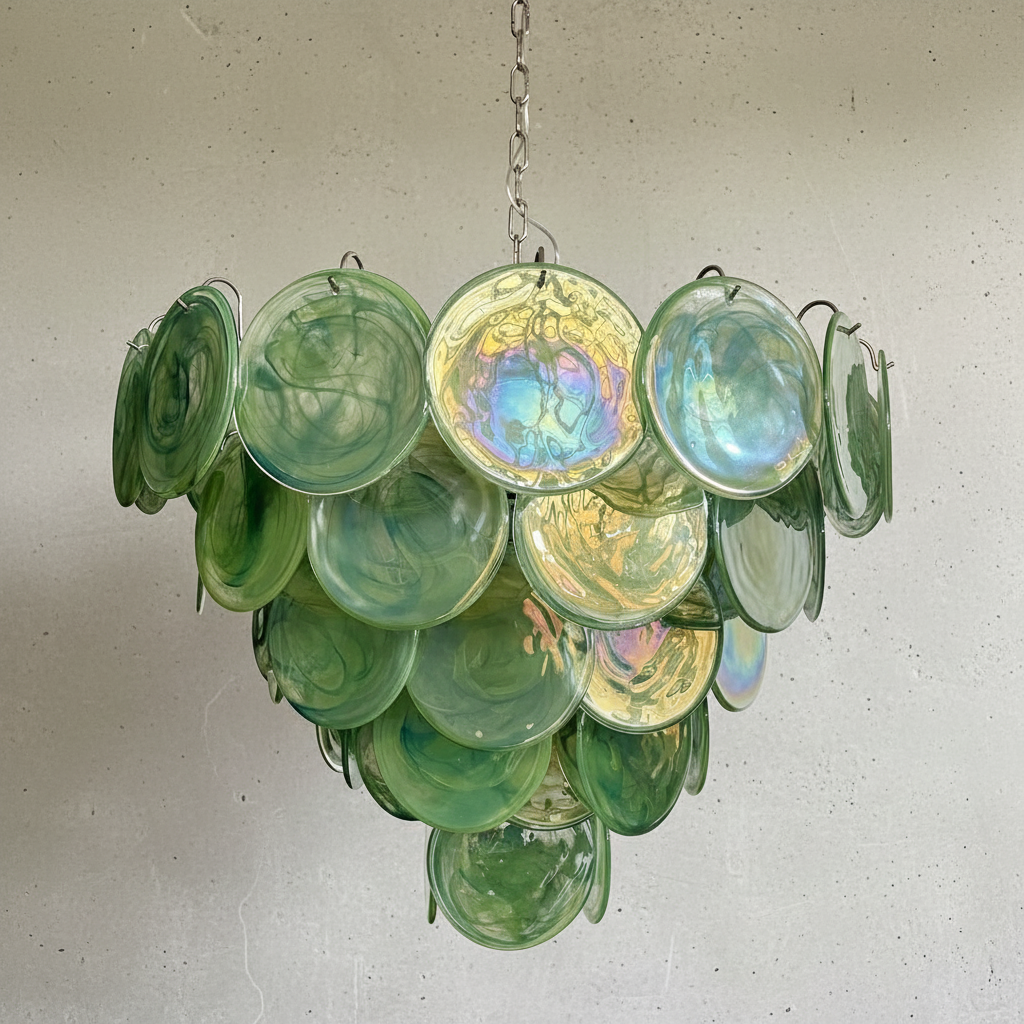 Riviko Verdant Aura Glass Disk Chandelier - Background Shot
