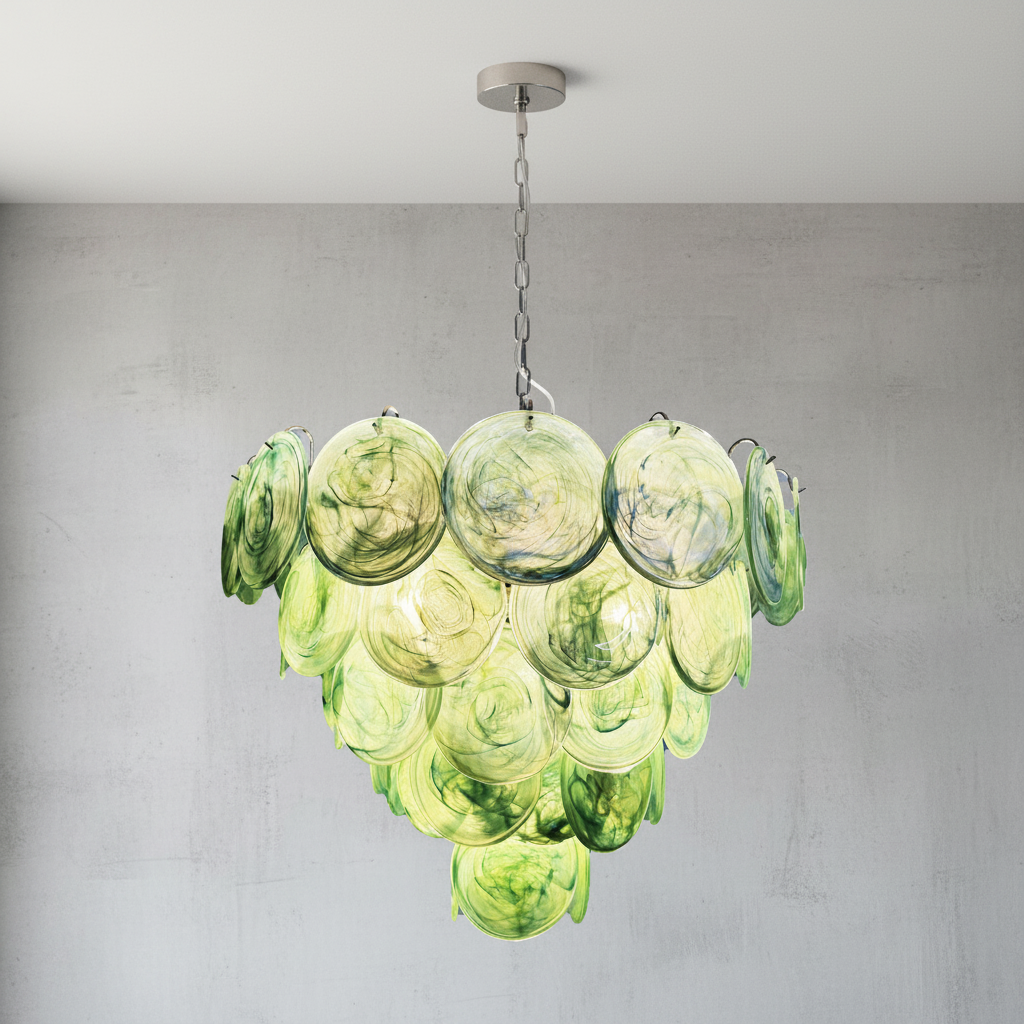 Riviko Verdant Aura Glass Disk Chandelier - Background Shot