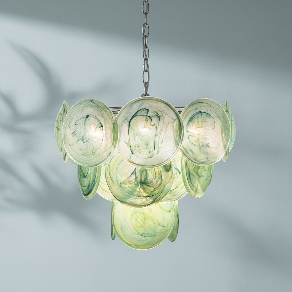 Riviko Verdant Aura Glass Disk Chandelier - Background Shot