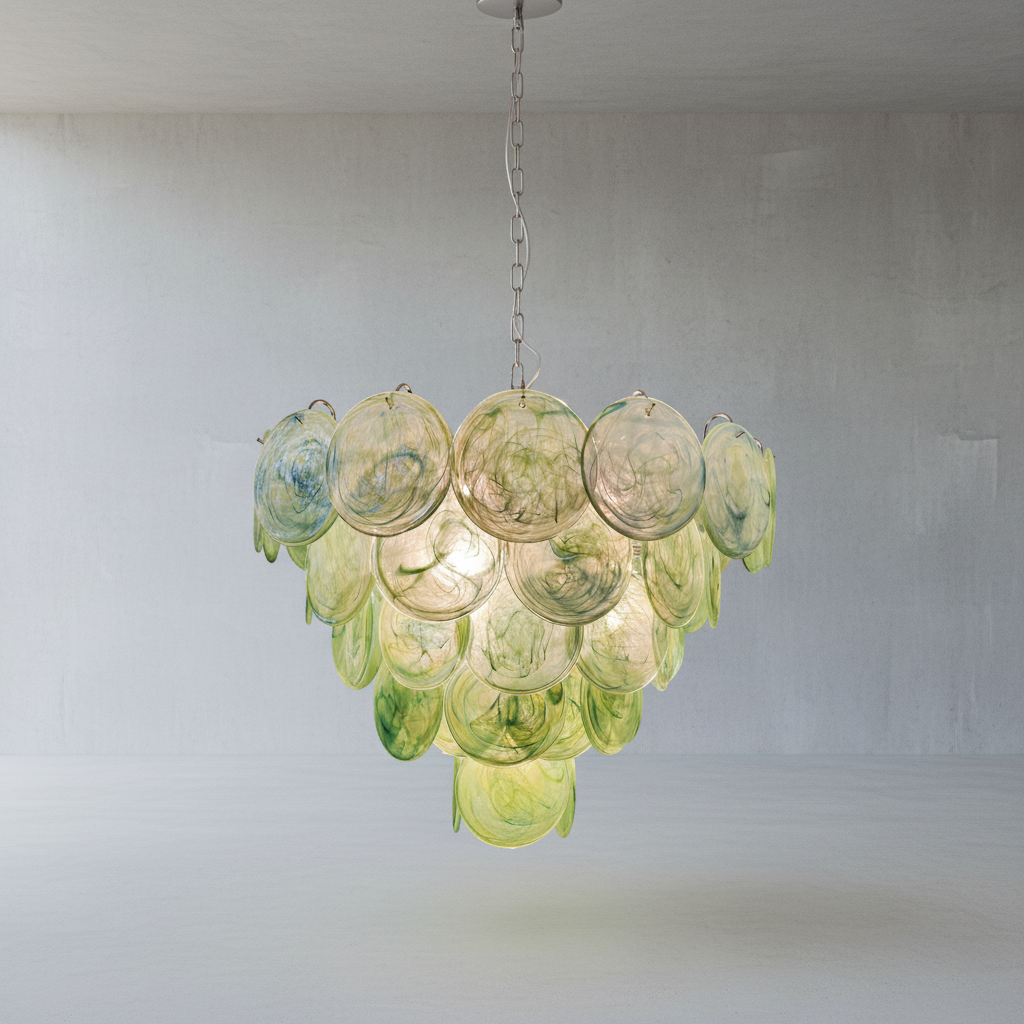 Riviko Verdant Aura Glass Disk Chandelier - Background Shot