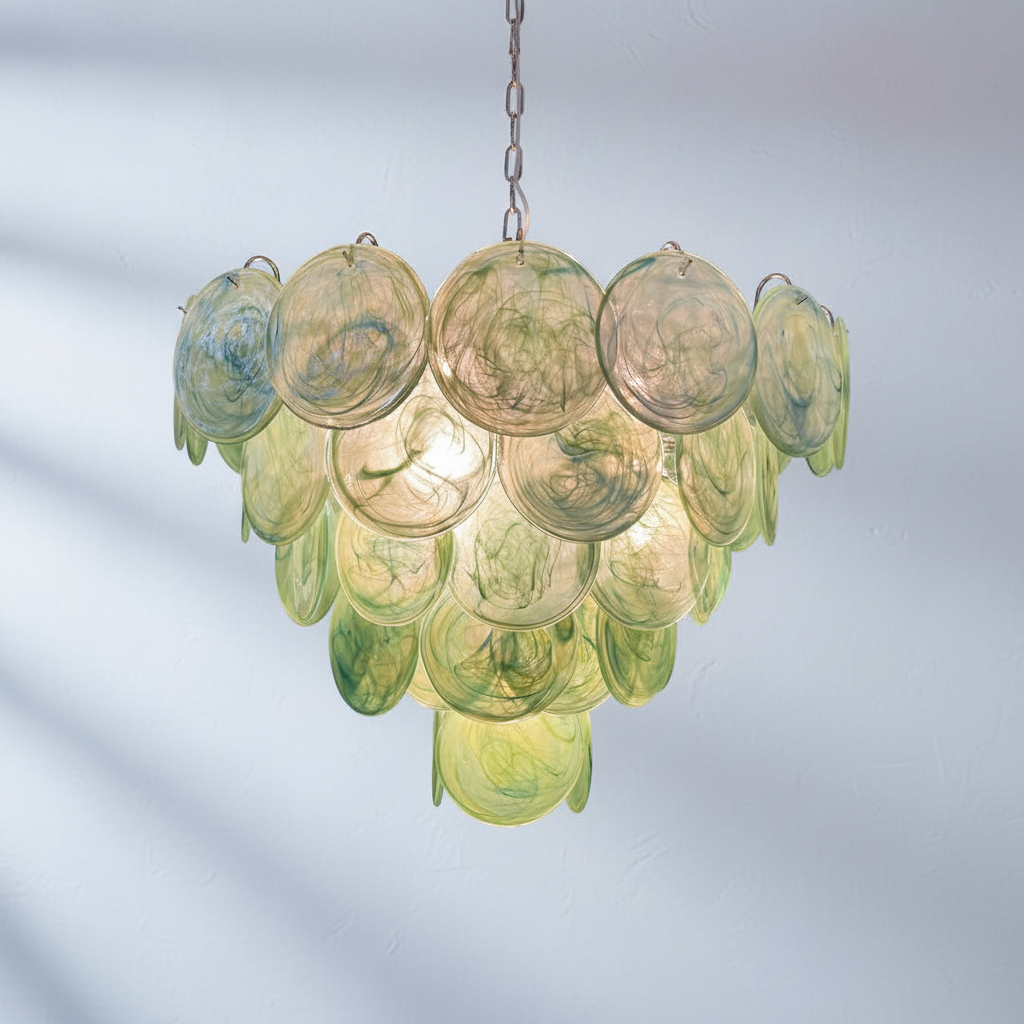 Riviko Verdant Aura Glass Disk Chandelier - Background Shot