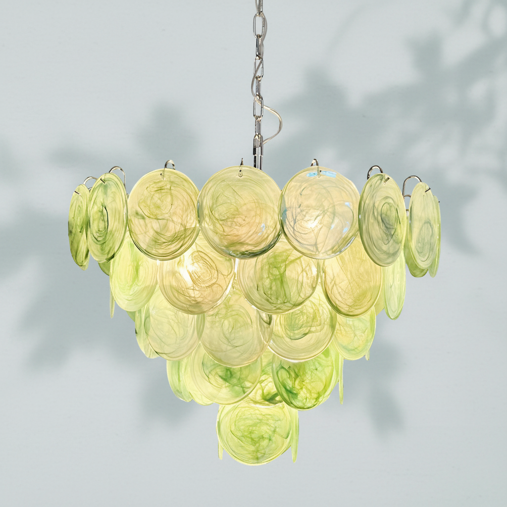 Riviko Verdant Aura Glass Disk Chandelier - Background Shot