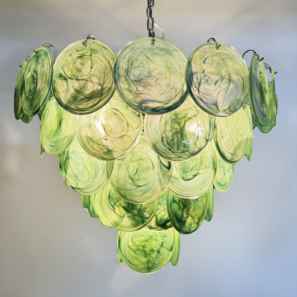 Riviko Verdant Aura Glass Disk Chandelier - Background Shot