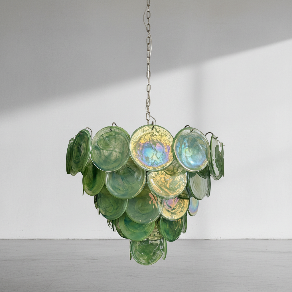 Riviko Verdant Aura Glass Disk Chandelier - Background Shot