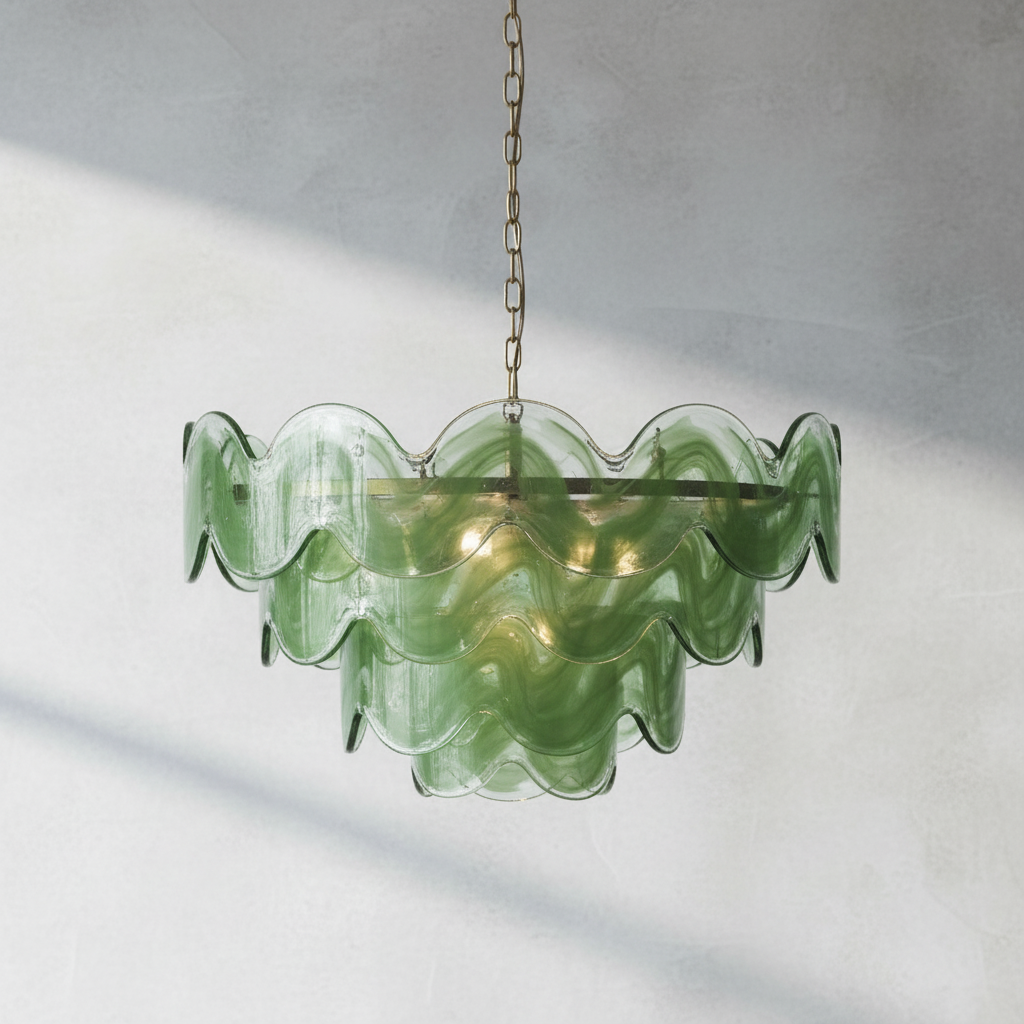 Riviko Verdant Aura Glass Disk Chandelier - Background Shot
