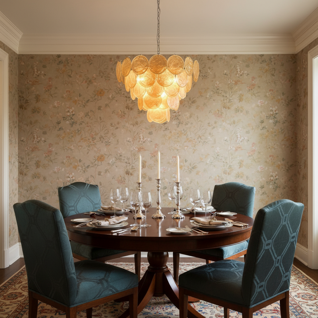 Riviko Aurelian Bloom Murano Chandelier - formal American dining room
