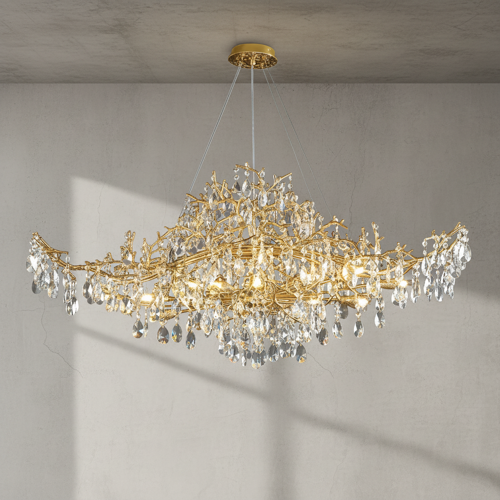 Riviko Gilded Branch Crystal Chandelier - Background Shot