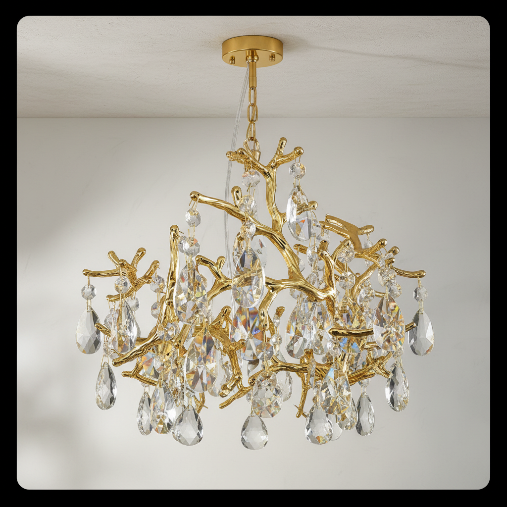 Riviko Gilded Branch Crystal Chandelier - Background Shot
