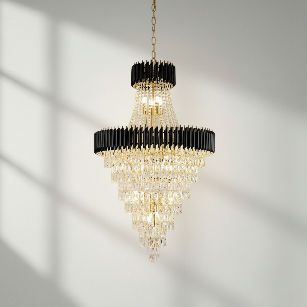 Riviko Obsidian Radiance Crystal Chandelier - Background Shot