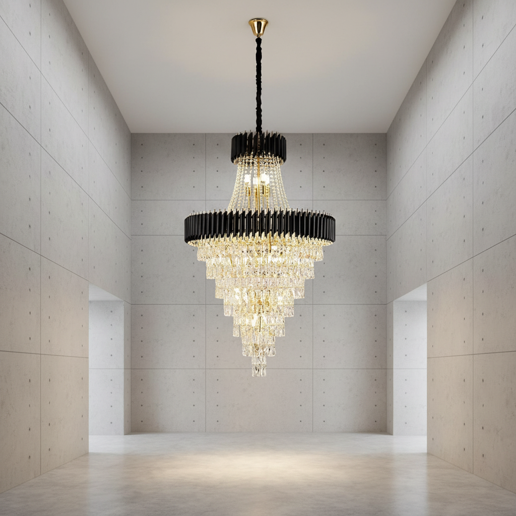 Riviko Obsidian Radiance Crystal Chandelier - Background Shot