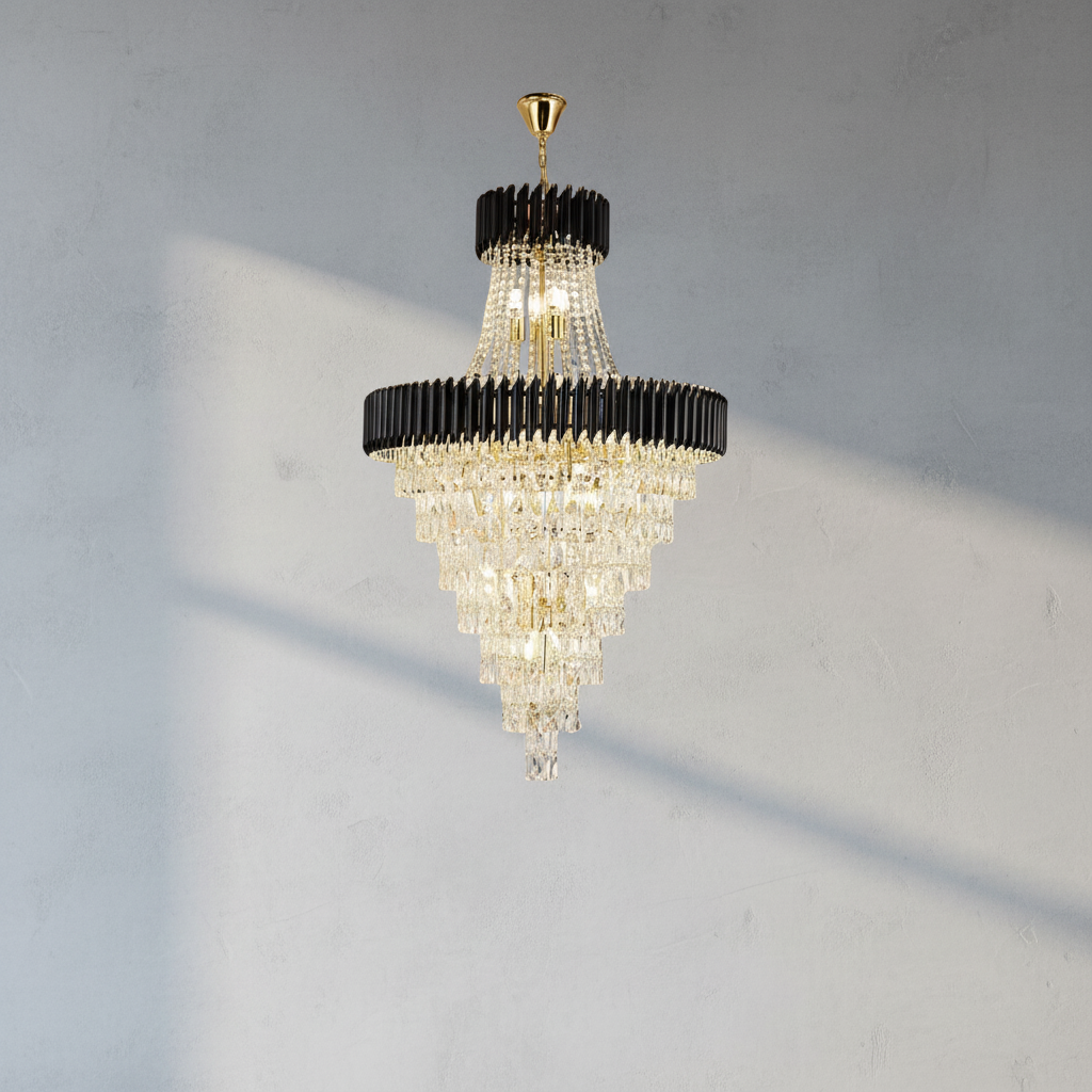Riviko Obsidian Radiance Crystal Chandelier - Background Shot