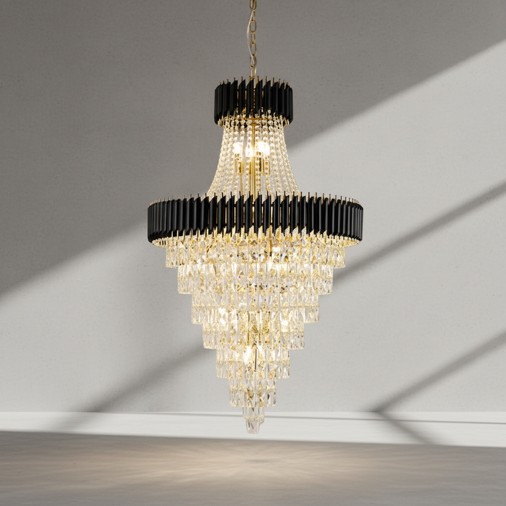Riviko Obsidian Radiance Crystal Chandelier - Background Shot