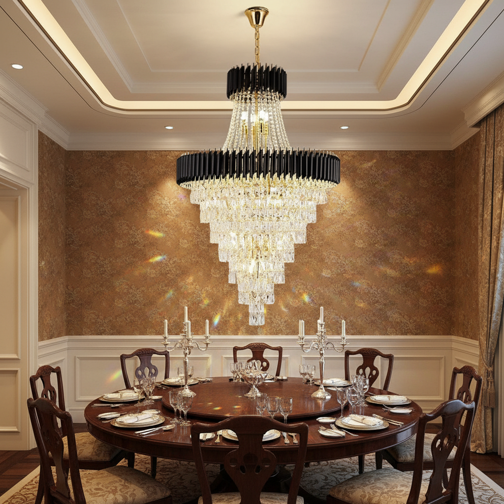 Riviko Obsidian Radiance Crystal Chandelier - formal American dining room