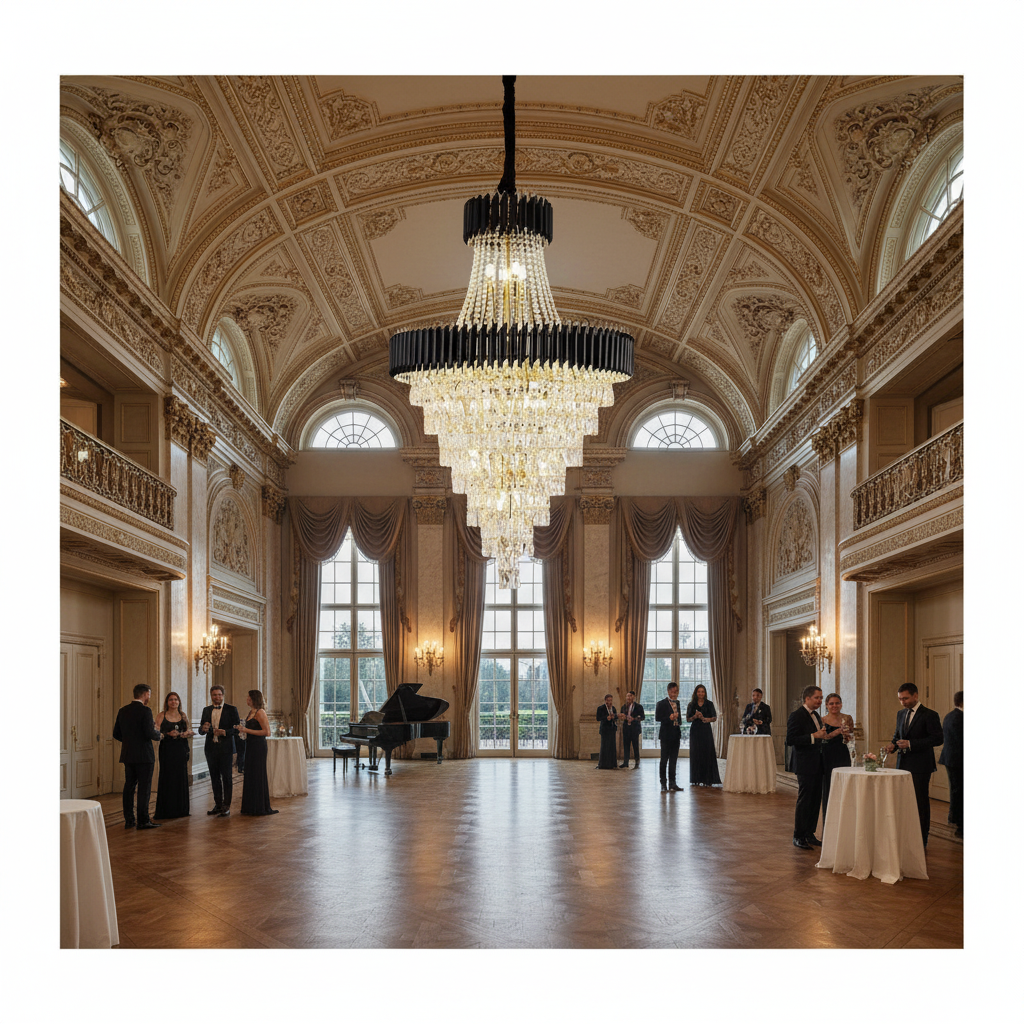Riviko Obsidian Radiance Crystal Chandelier - American ballroom or formal entertaining space