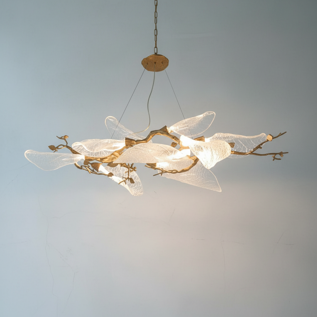Riviko Verdant Petal Resin Chandelier - Background Shot