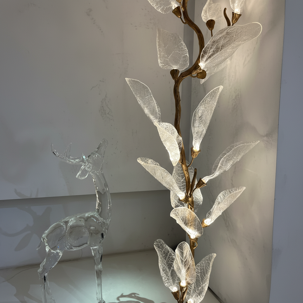 Riviko Verdant Petal Resin Chandelier - Background Shot