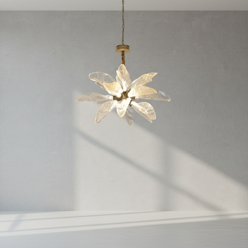 Riviko Verdant Petal Resin Chandelier - Background Shot