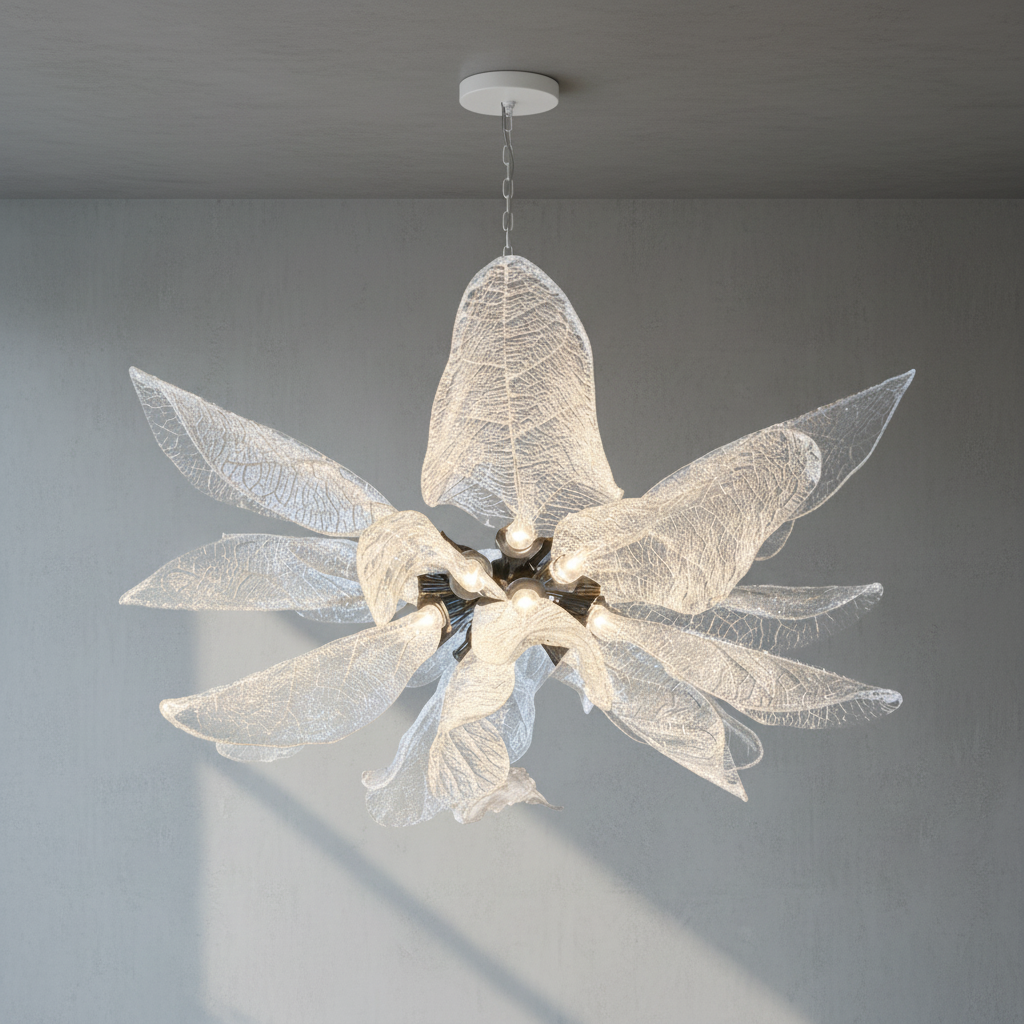 Riviko Verdant Petal Resin Chandelier - Background Shot