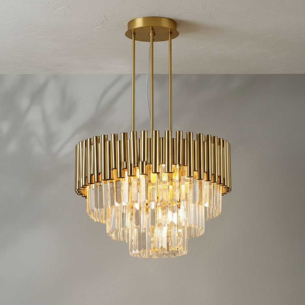 Riviko Radiant Cascade Crystal Chandelier - Background Shot