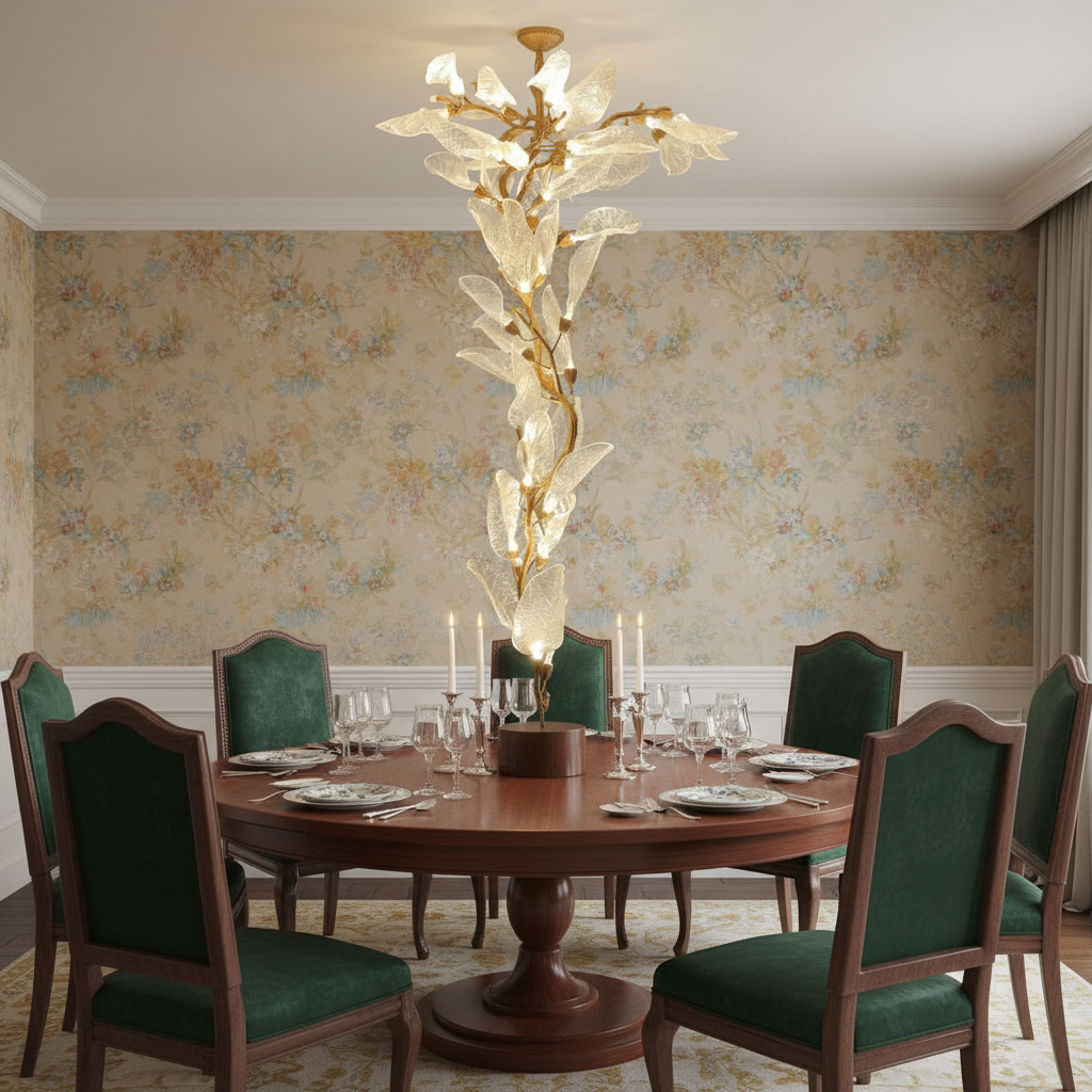 Riviko Verdant Petal Resin Chandelier - formal American dining room