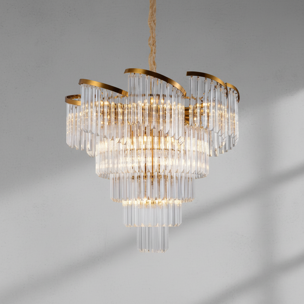 Riviko Radiant Bloom Round Crystal Chandelier - Background Shot