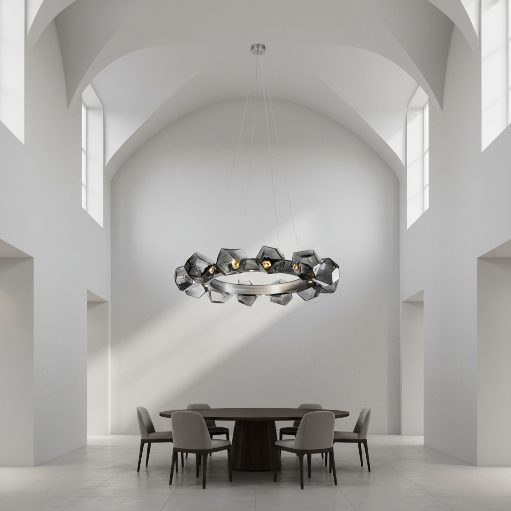 Riviko Aura Disc Modern LED Chandelier - Background Shot