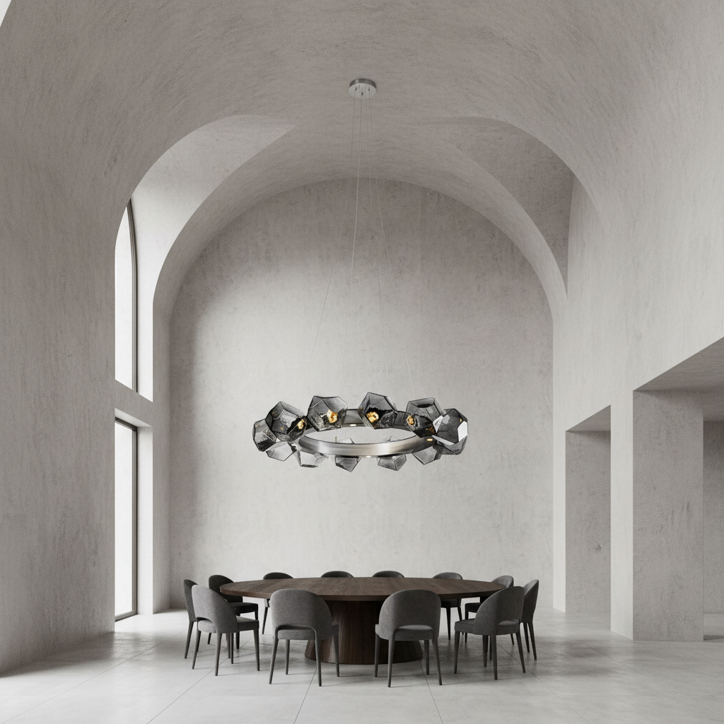 Riviko Aura Disc Modern LED Chandelier - Background Shot