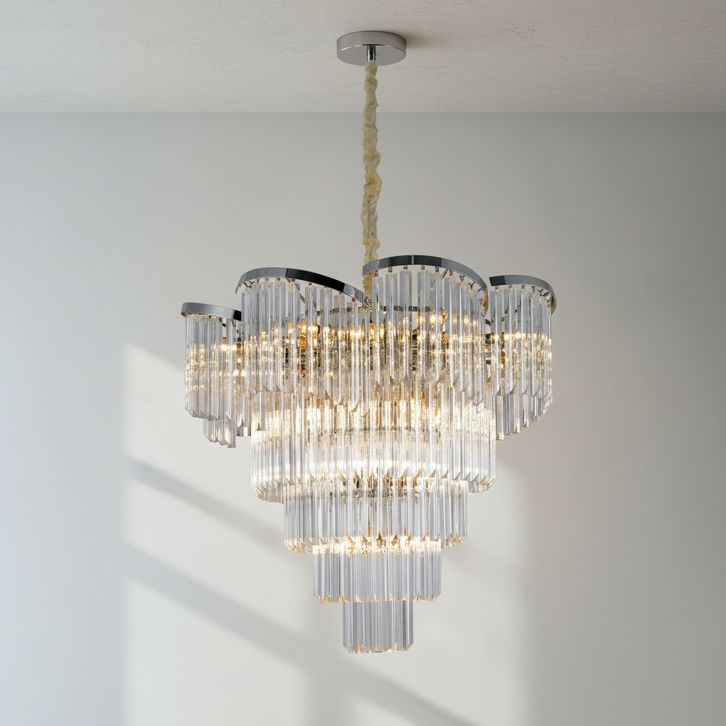 Riviko Radiant Bloom Round Crystal Chandelier - Background Shot