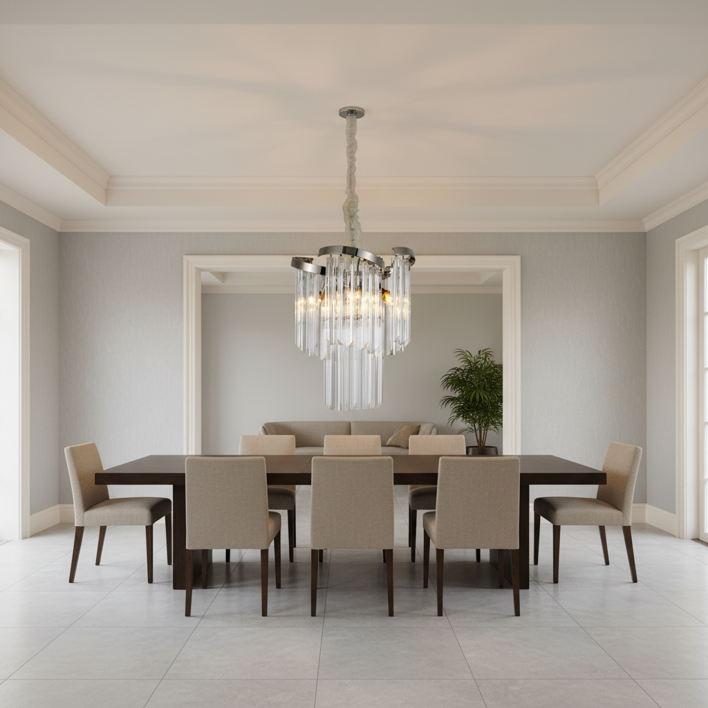 Riviko Radiant Bloom Round Crystal Chandelier - Background Shot