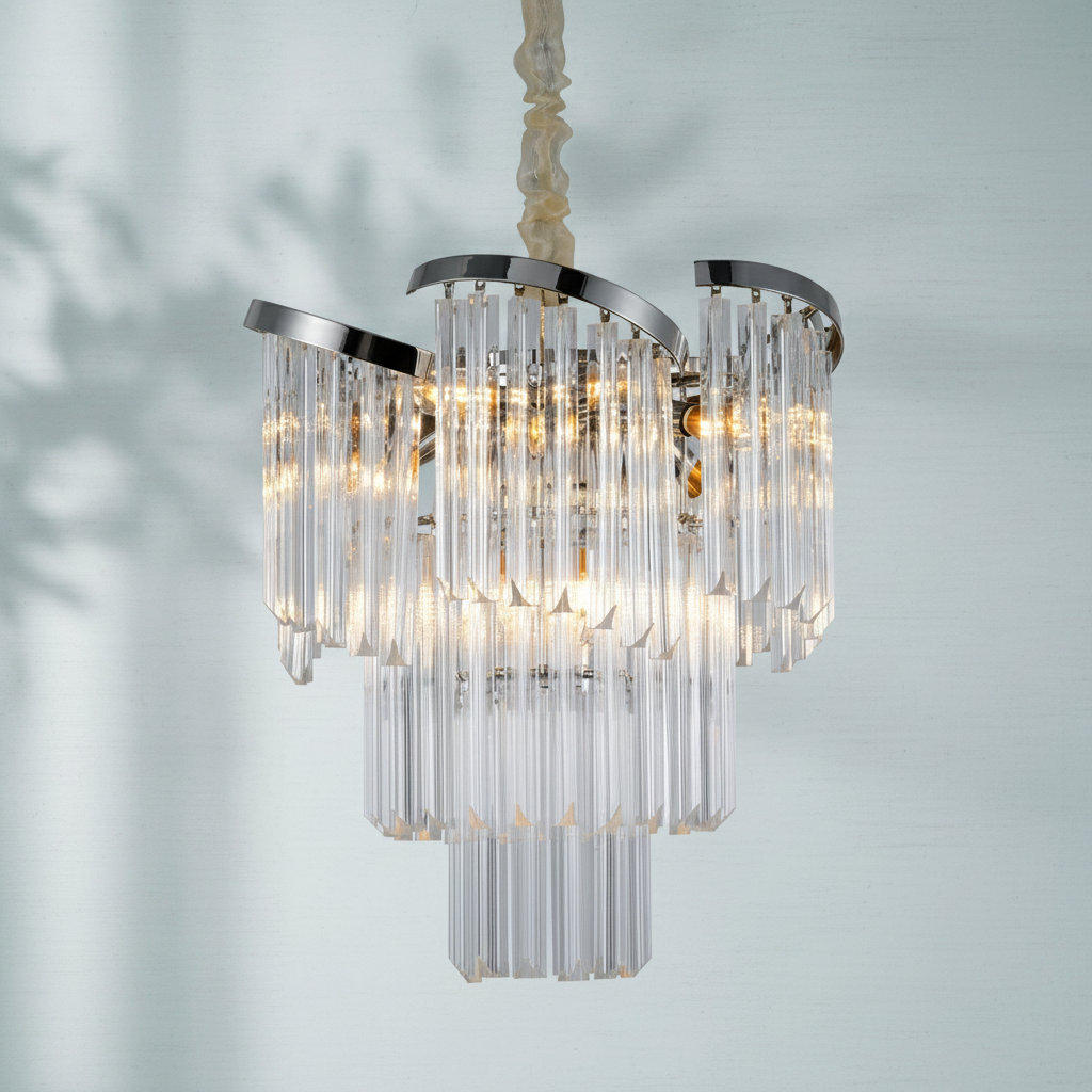 Riviko Radiant Bloom Round Crystal Chandelier - Background Shot