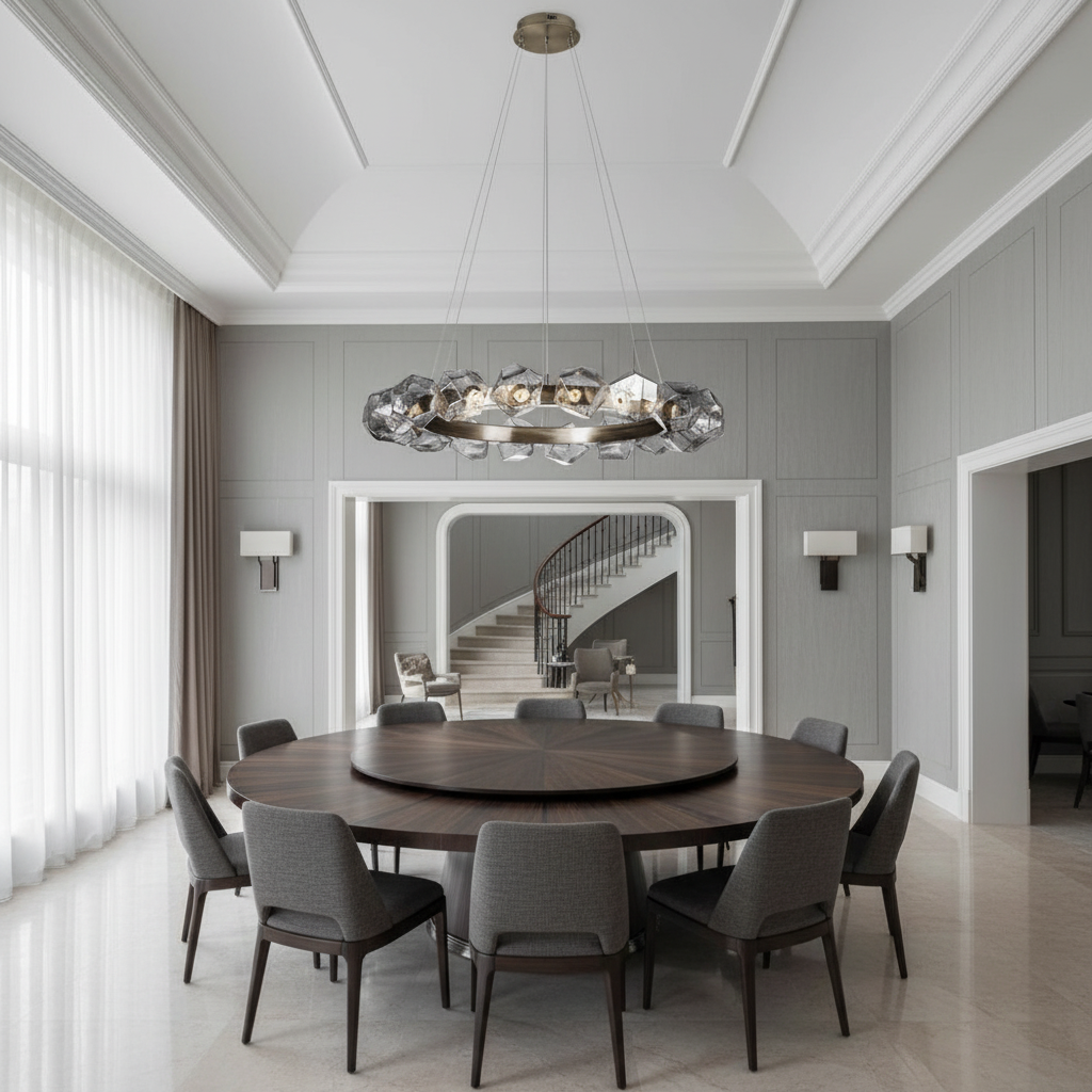 Riviko Aura Disc Modern LED Chandelier - Background Shot