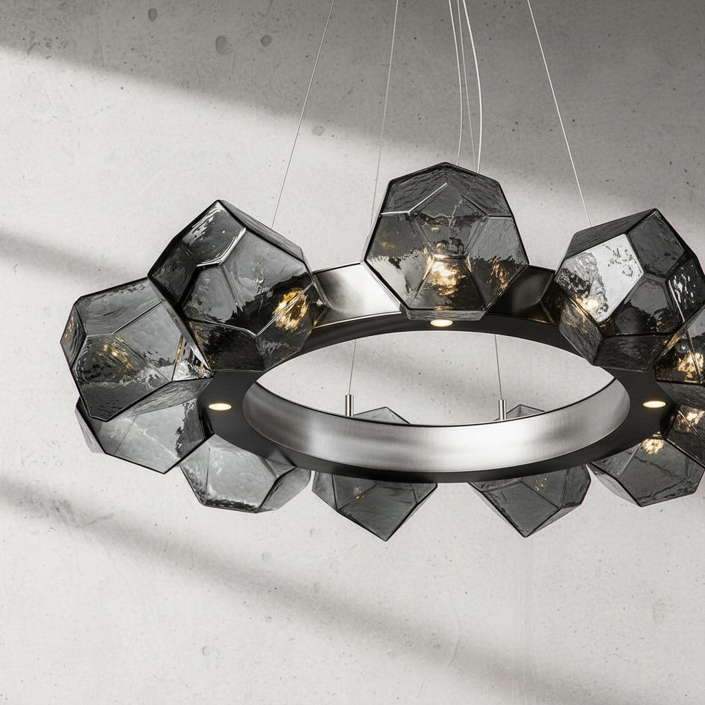 Riviko Aura Disc Modern LED Chandelier - Background Shot