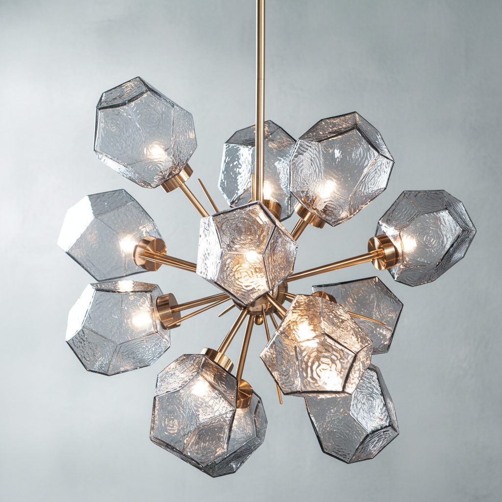 Riviko Radiant Orb Brass Crystal Chandelier - Background Shot