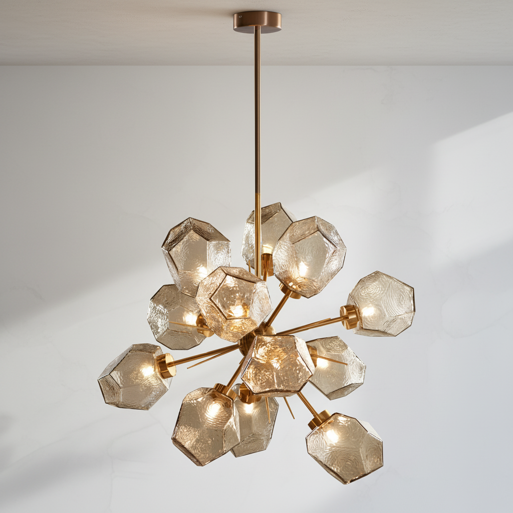Riviko Radiant Orb Brass Crystal Chandelier - Background Shot