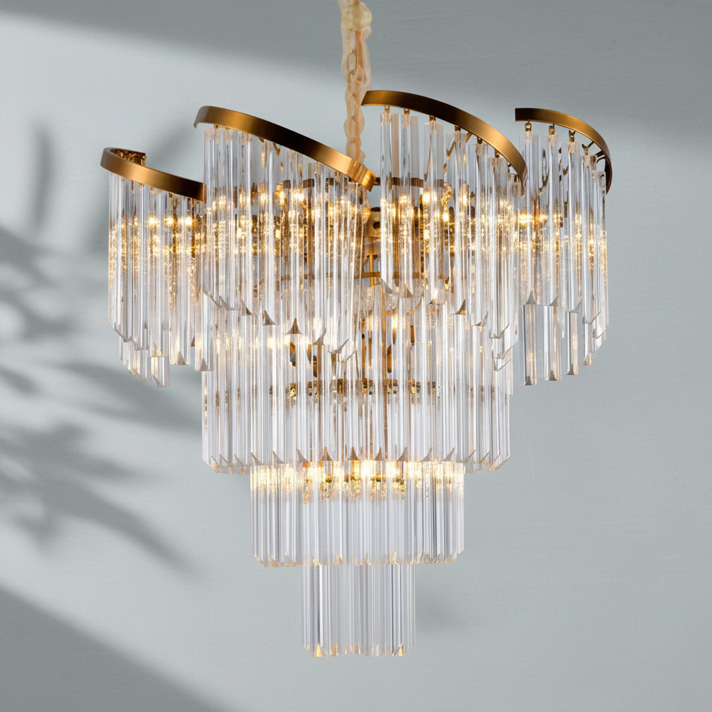 Riviko Radiant Bloom Round Crystal Chandelier - Background Shot