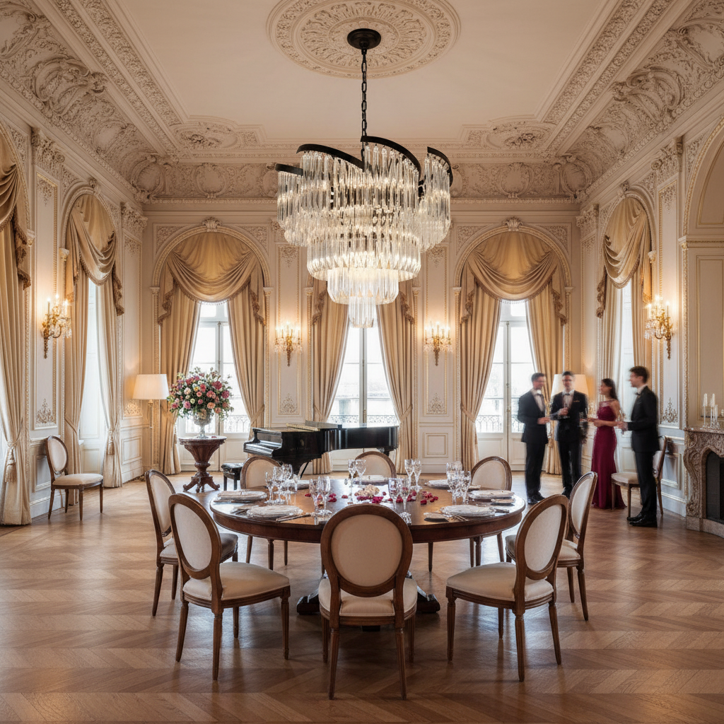 Riviko Radiant Bloom Round Crystal Chandelier - American ballroom or formal entertaining space