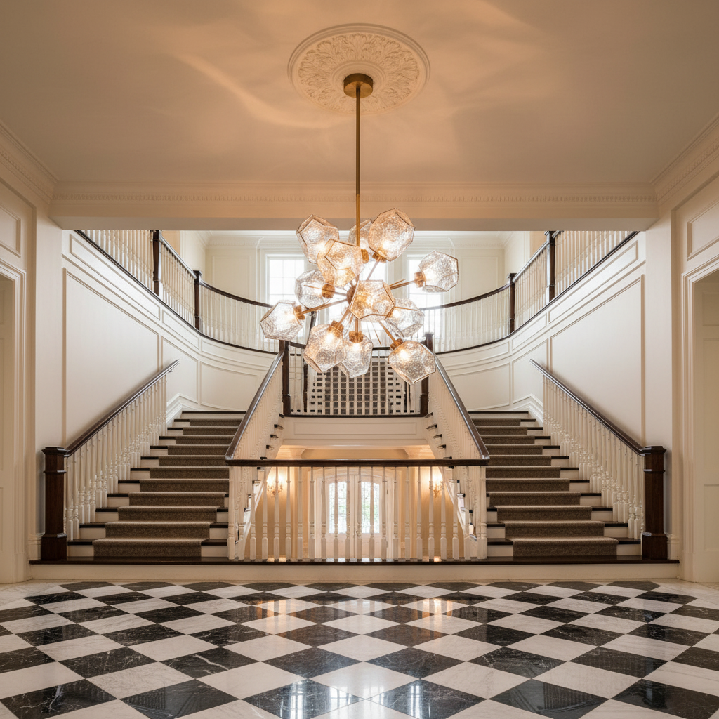 Riviko Honeycomb Crystal Chandelier - Scene