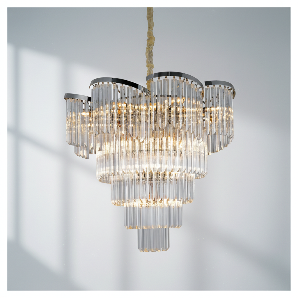 Riviko Twin Palms Round Crystal Chandelier - Studio Shot