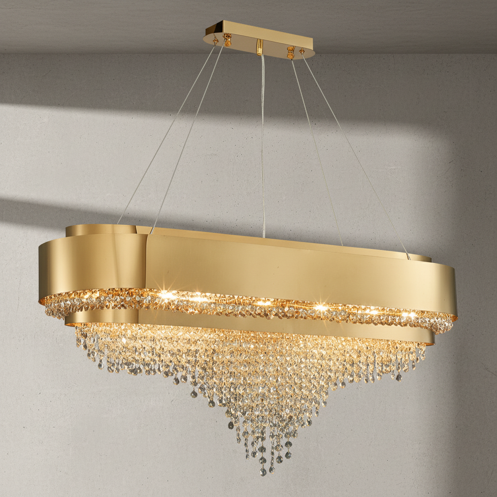 Riviko Radiant Aura Oval K9 Crystal Chandelier - Background Shot