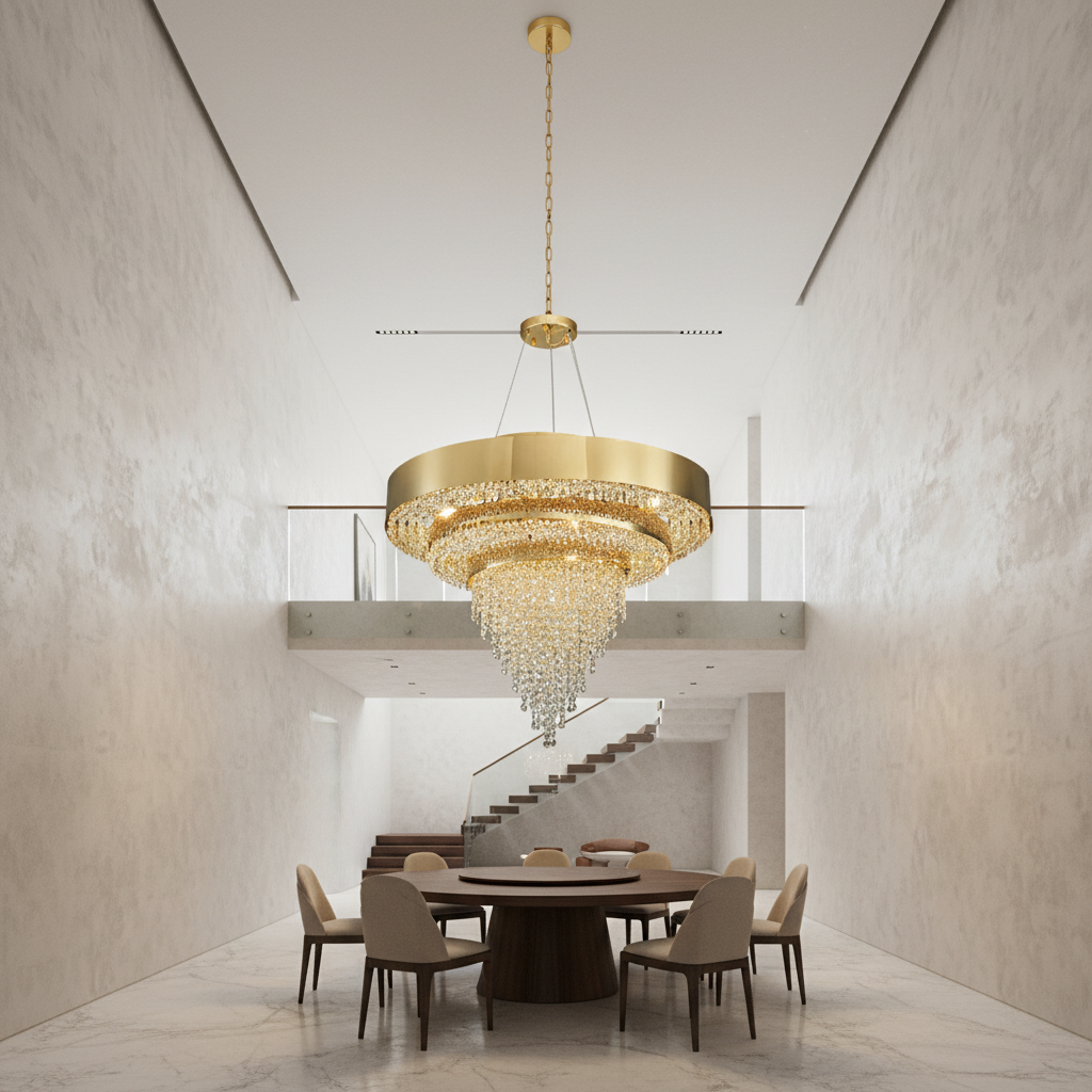 Riviko Radiant Aura Oval K9 Crystal Chandelier - Background Shot
