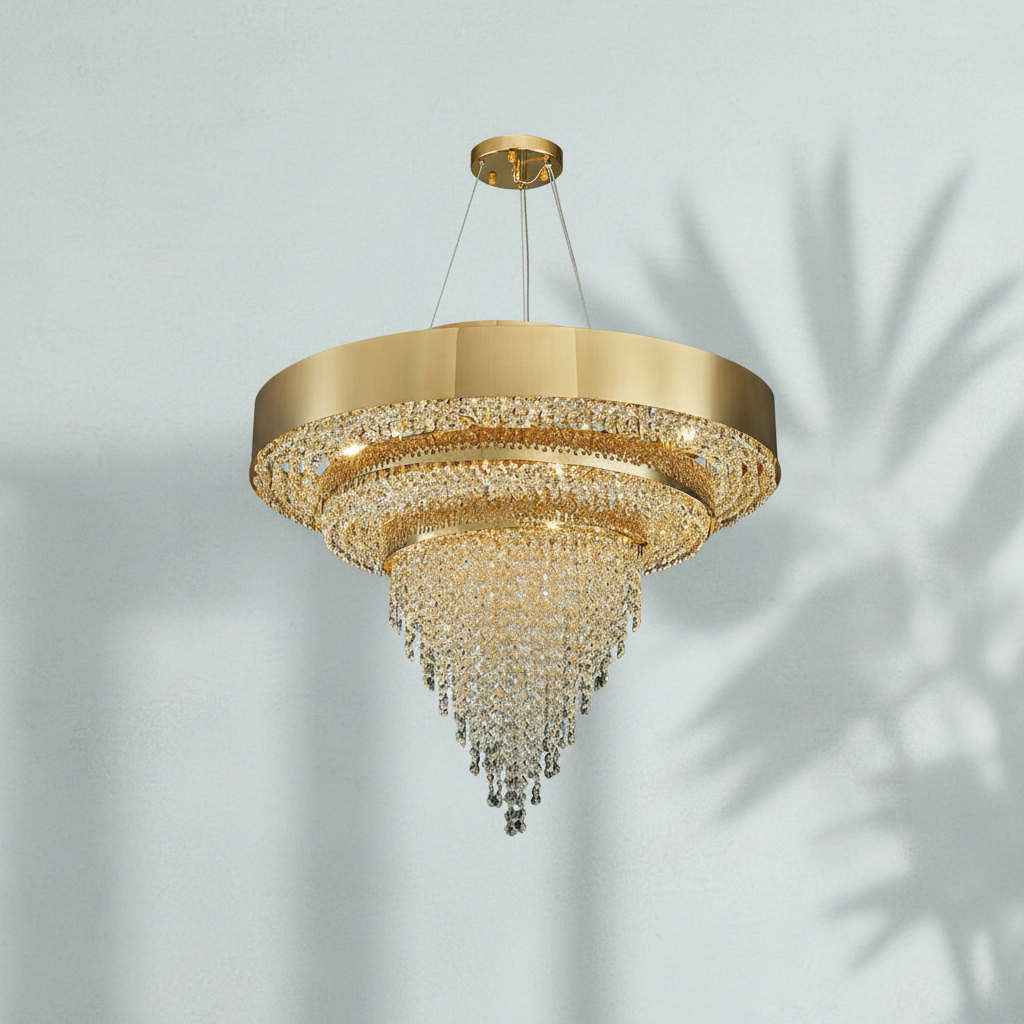 Riviko Radiant Aura Oval K9 Crystal Chandelier - Background Shot