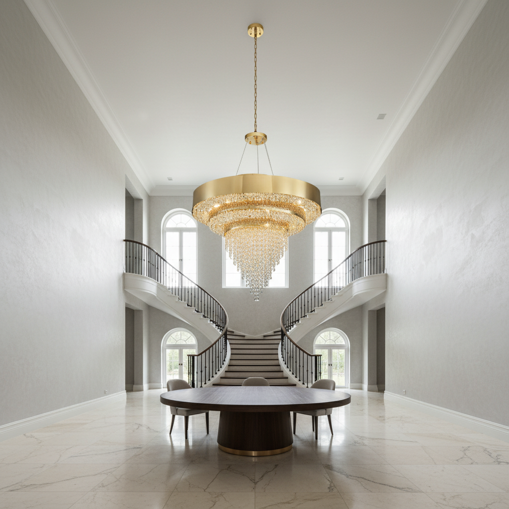 Riviko Radiant Aura Oval K9 Crystal Chandelier - Background Shot