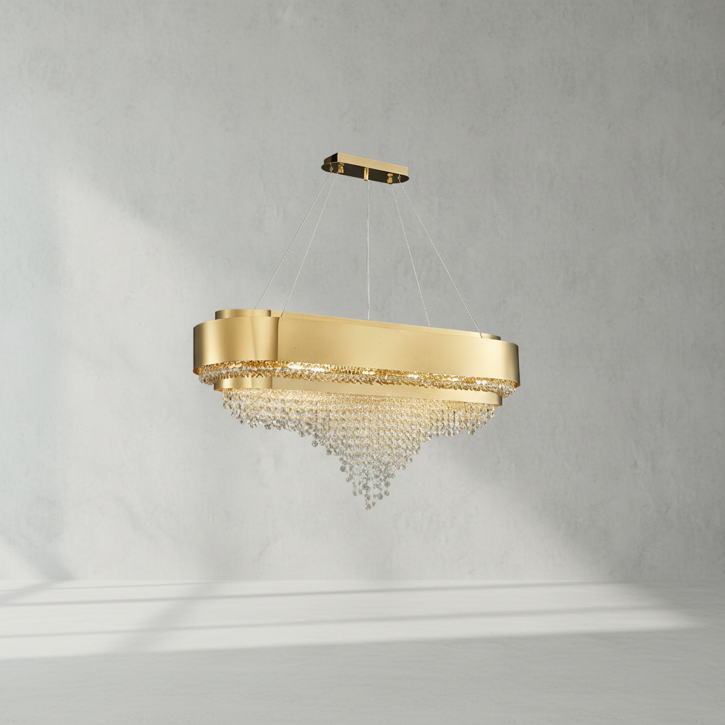 Riviko Radiant Aura Oval K9 Crystal Chandelier - Background Shot