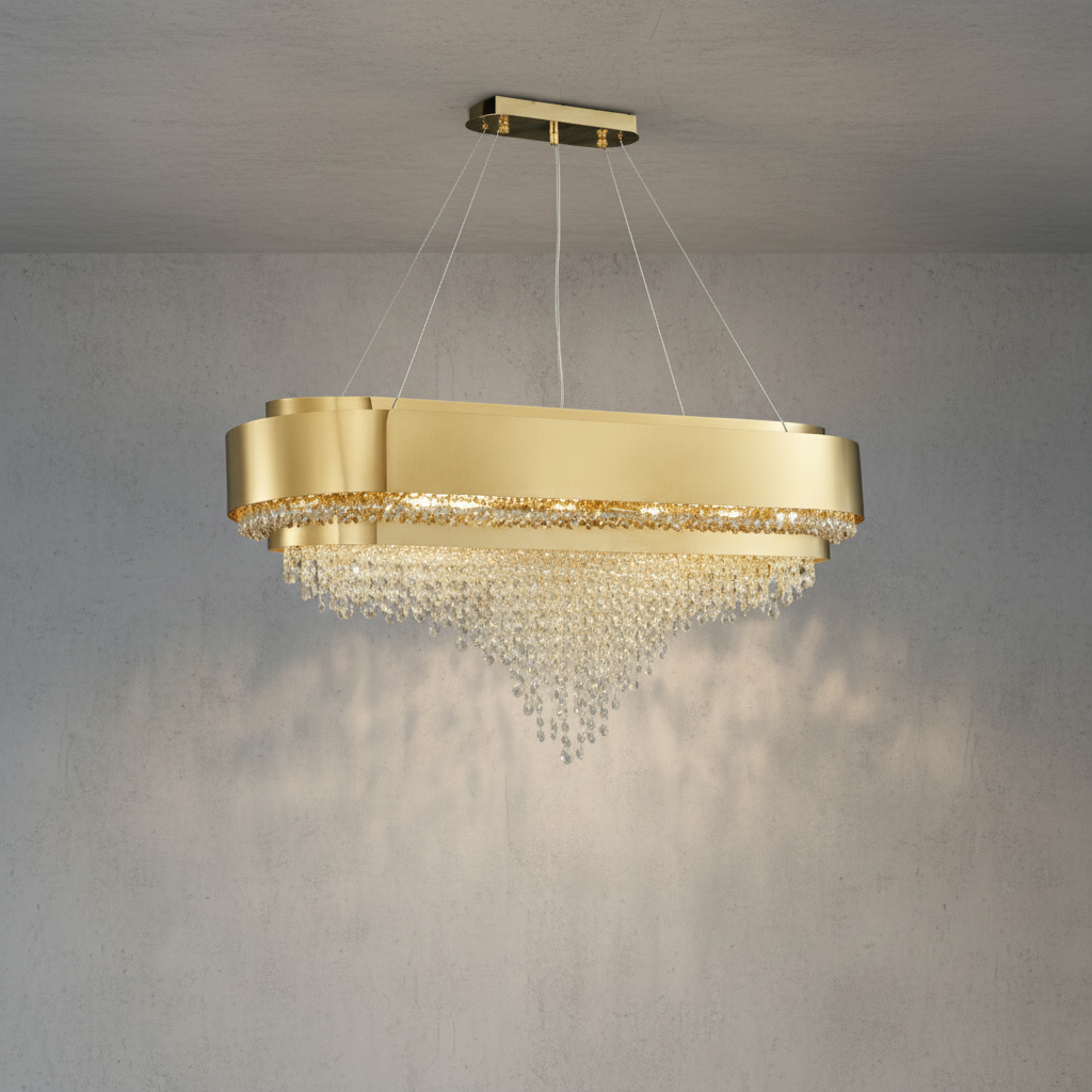 Riviko Radiant Aura Oval K9 Crystal Chandelier - Background Shot