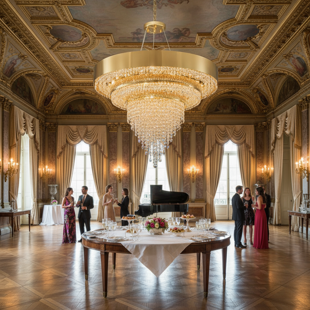 Riviko Radiant Aura Oval K9 Crystal Chandelier - American ballroom or formal entertaining space