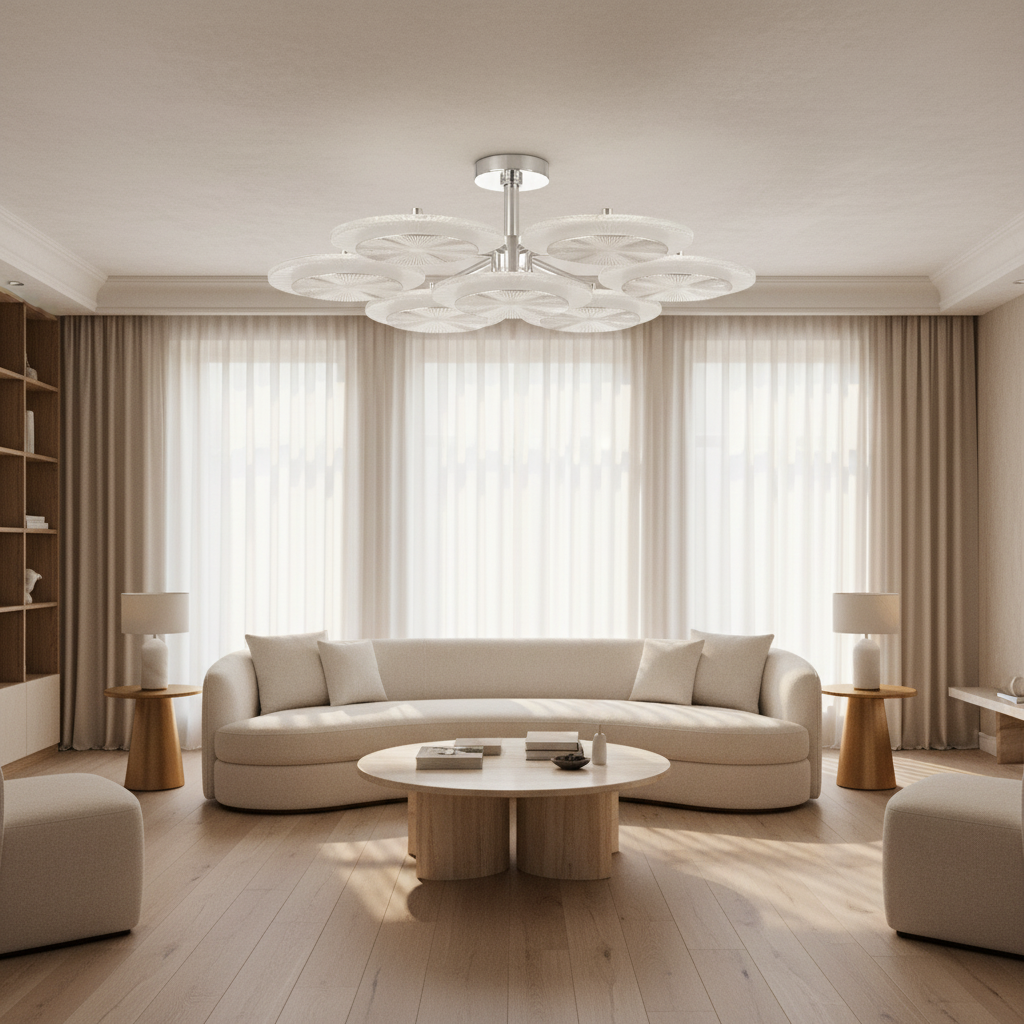 Riviko Glacial Radiance Round Chandelier - sophisticated American living room