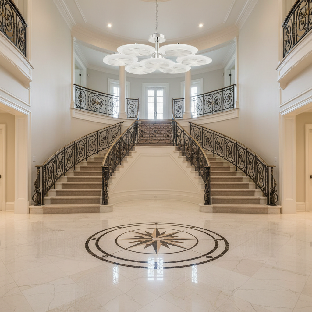 Riviko Ovo Ice Glass Round Chandelier 37.75" - grand American foyer with two-story ceiling