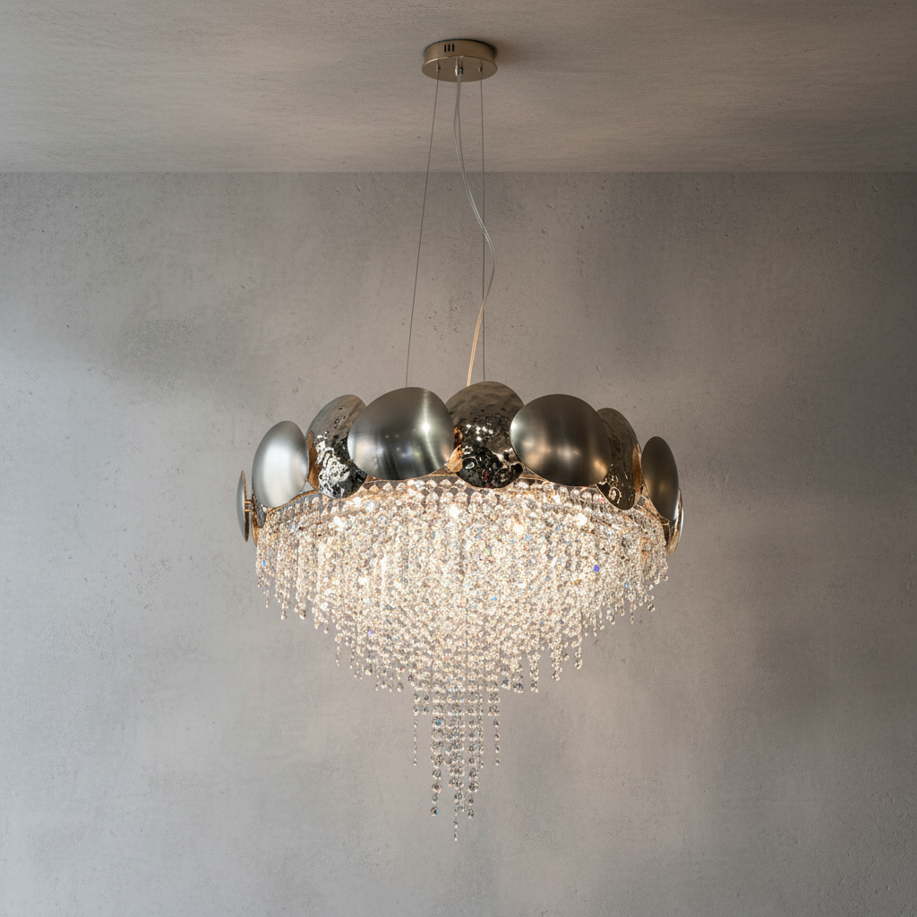 Riviko Radiant Bloom Round Crystal Chandelier - Background Shot